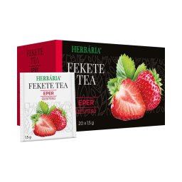 Herbária Eper ízesítésű filteres fekete tea 20x1,5g