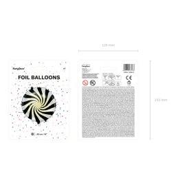 Fekete-fehér-arany csíkos fólia lufi, 14"/35 cm