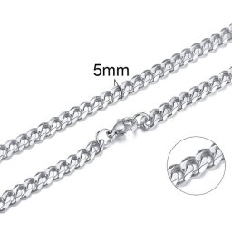 Lapított láncszemes nemesacél nyaklánc (60 cm - 5 mm)