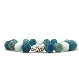 Amazonit, festett kvarc és kék achát karkötő