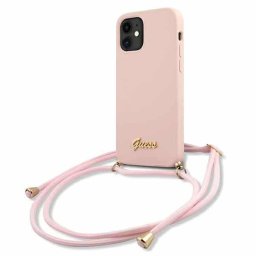Guess Metal Logo Cord nyakba akasztható GUHCP12SLSCLMGLP iPhone 12 mini (rózsaszín)
