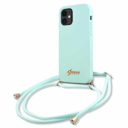 Guess Metal Logo Cord nyakba akasztható GUHCP12SLSCLMGLB iPhone 12 mini (világoskék)
