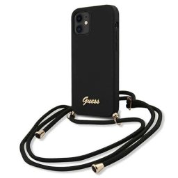 Guess Metal Logo Cord nyakba akasztható GUHCP12SLSCLMGBK iPhone 12 mini (fekete)