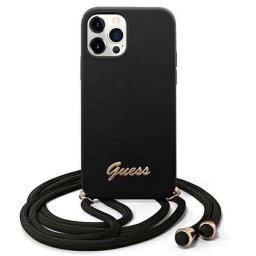 Guess Metal Logo Cord nyakba akasztható GUHCP12MLSCLMGBK iPhone 12 / iPhone 12 Pro (fekete)