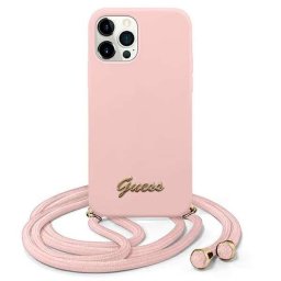 Guess Metal Logo Cord nyakba akasztható GUHCP12LLSCLMGLP iPhone 12 Pro Max (rózsaszín)