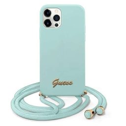 Guess Metal Logo Cord nyakba akasztható GUHCP12LLSCLMGLB iPhone 12 Pro Max (világoskék)
