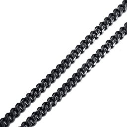 Sűrű láncszemes nemesacél nyaklánc (55 cm - 5 mm) - Fekete