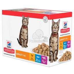 Hill's Science Plan Adult nedves macskatáp, csirke-hal-marha 12 x 85 g