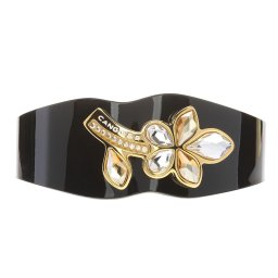 Cango & Rinaldi SECRET GARDEN lakkfekete karkötő aranyszín virágos dísszel