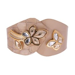 Cango & Rinaldi SECRET GARDEN mintás bézs karkötő aranyszín virágos-pillangós dísszel