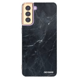 Átlátszó szilikon tok az alábbi mobiltelefonokra Samsung Galaxy S21+ 5G G996F - Black marble