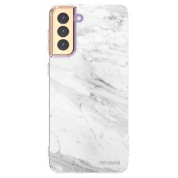 Átlátszó szilikon tok az alábbi mobiltelefonokra Samsung Galaxy S21+ 5G G996F - White marble