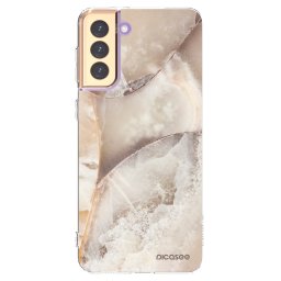 Átlátszó szilikon tok az alábbi mobiltelefonokra Samsung Galaxy S21+ 5G G996F - Cream marble