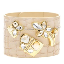 Cango & Rinaldi SECRET GARDEN extra széles karkötő két pillangós és virág díszítéssel