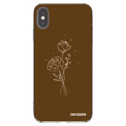 Átlátszó szilikon tok az alábbi mobiltelefonokra Apple iPhone XS Max - Brown flowers