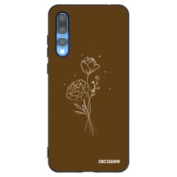 Fekete szilikon tok az alábbi mobiltelefonokra Huawei P20 Pro - Brown flowers
