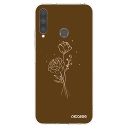 Átlátszó szilikon tok az alábbi mobiltelefonokra Huawei P40 Lite E - Brown flowers