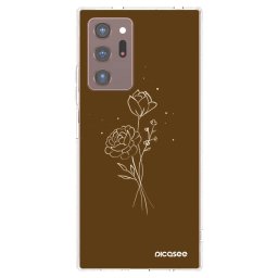 Átlátszó szilikon tok az alábbi mobiltelefonokra Samsung Galaxy Note 20 Ultra - Brown flowers