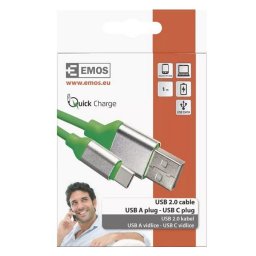 EMOS USB adatkábel ,gyorstöltő kábel, 2.0 A dugó - C dugó 1M gyorstöltésre alkalmas