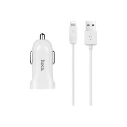 HOCO Z2 fehér prémium autós töltőkészlet kábellel az Iphone HOCO készülékhez