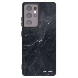 Fekete szilikon tok az alábbi mobiltelefonokra Samsung Galaxy S21 Ultra 5G G998B - Black marble