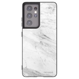 Fekete szilikon tok az alábbi mobiltelefonokra Samsung Galaxy S21 Ultra 5G G998B - White marble