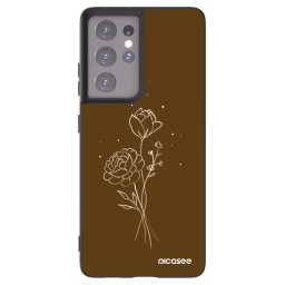 Fekete szilikon tok az alábbi mobiltelefonokra Samsung Galaxy S21 Ultra 5G G998B - Brown flowers
