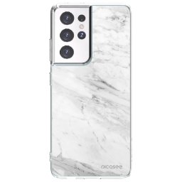 Átlátszó szilikon tok az alábbi mobiltelefonokra Samsung Galaxy S21 Ultra 5G G998B - White marble