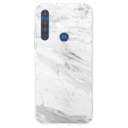 Átlátszó szilikon tok az alábbi mobiltelefonokra Motorola Moto G8 - White marble