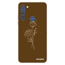 Átlátszó szilikon tok az alábbi mobiltelefonokra Motorola Moto G8 - Brown flowers