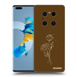 Átlátszó szilikon tok az alábbi mobiltelefonokra Huawei Mate 40 Pro - Brown flowers