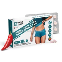 Natur Tanya® Chili tabletta - Szabadalommal védett standardizált kapszaicinoidok, cikória gyökér inulin és zöld tea polifenolok, a testsúlycsökkentés támogatásáért.