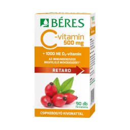 Béres C-vitamin 500 mg Retard filmtabletta csipkebogyó kivonattal + 1000 NE D3-vitamin 90x