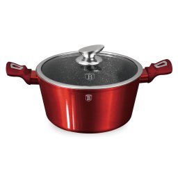 Berlinger Haus Lábas üvegfedővel 28 cm márvány bevonattal Burgundy Edition BH/1258N