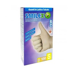 Berica Smilex febi egyszerhasználatos latex fehér vizsgálókesztyű S, 100 db / doboz