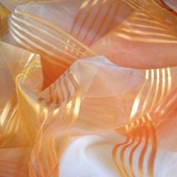 BEA, beszőtt csíkos organza függönyanyag, narancs - 300 cm