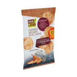 Rice Up teljes kiőrlésű barna rizs chips gorgonzola sajt és karamellizált körte ízesítéssel 60g