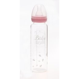 BabyBruin® hőálló üveg cumisüveg 240 ml szilikon etetőcumival, cseppmentes kupakkal