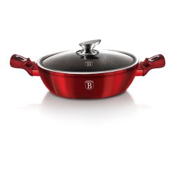 Berlinger Haus Alacsony lábas üvegfedővel 24 cm márvány bevonattal Burgundy Edition BH/1262N