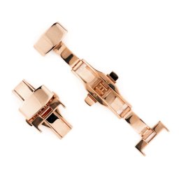 RIOS acél pillangócsat, fényes rosegold, 18mm