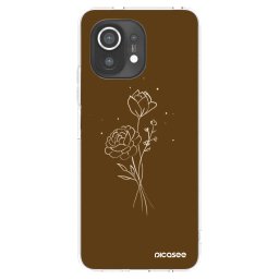 Átlátszó szilikon tok az alábbi mobiltelefonokra Xiaomi Mi 11 - Brown flowers