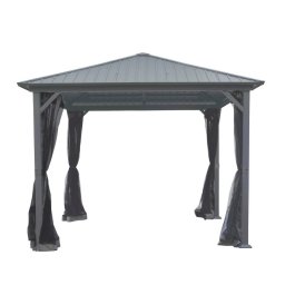 Kerti pavilon, négyzet alakú, fémkeret, 3 x 3 x 2,75 m