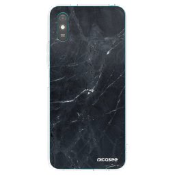 Átlátszó szilikon tok az alábbi mobiltelefonokra Xiaomi Redmi 9AT - Black marble