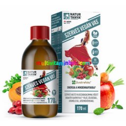 SZERVES VEGÁN VAS szirup 170 ml - Szerves vas és világszabadalommal védett bioaktív Quatrefolic(R) folát, zöldséggel, gyümölccsel, gyógynövényekkel-Natur Tanya
