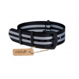 Edelwolle Black prémium Nato óraszíj, fekete/szürke, 22mm