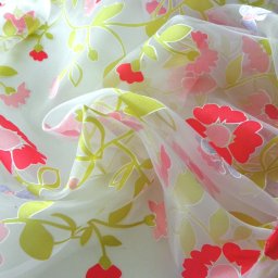 PRIMAVERA, maratott organza, virágos, lepkés függöny anyag