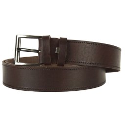 4 cm széles egész bőr, szélein nyomott sötétbarna öv, 130 cm