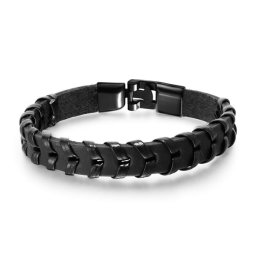 Öko-bőr karkötő fekete színben