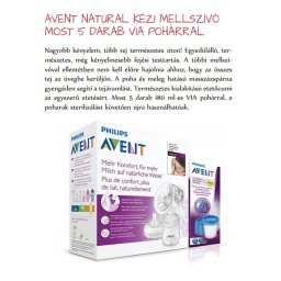 Avent Natural kézi mellszívó +5db via pohár