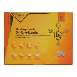 Napfényvitamin D3-K2-vitamin és szerves nyomelem komplex Prebiotikummal 30 db